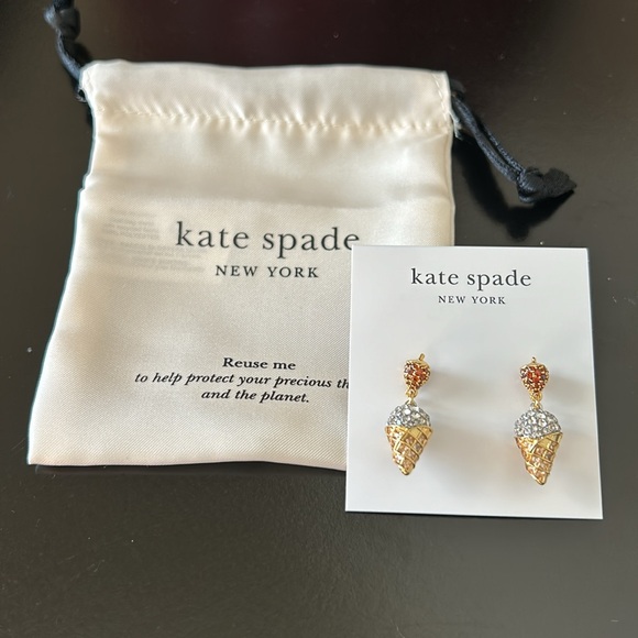Kate Spade What A Snack Strawberry Ice Cream Drop Earrings with Dustbag - Picture 6 of 8